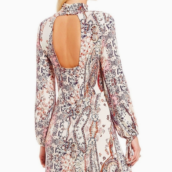 🌺 NWT✨️ Free People All Dolled Up Longsleeve Boho Dress Orange Ivory - Picture 10 of 16